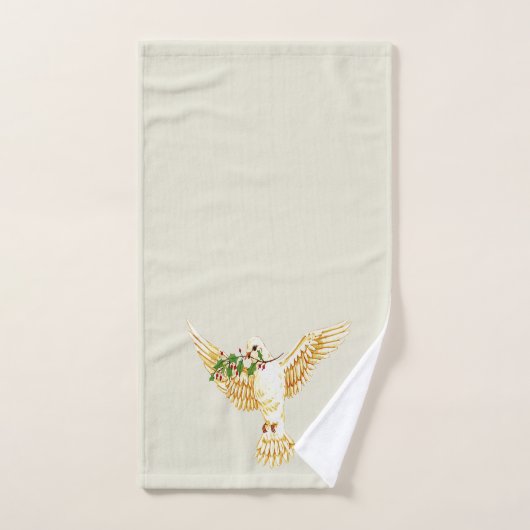 Peace Dove and Olive Branch on Ecru Badhandtuch Set (Handtuch)