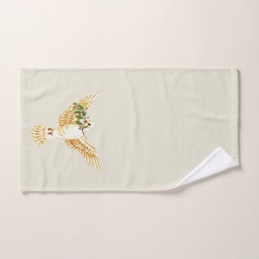 Peace Dove and Olive Branch on Ecru Badhandtuch Set (Handtuch)