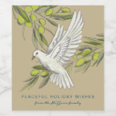 Peace Dove and Olive Branches Ecru Weinetikett (Einzelnes Label)