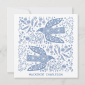 Peace Dove Blue Bird Personalized Name Mitteilungskarte (Vorderseite)