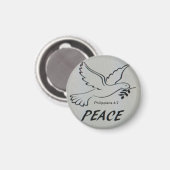 Peace Dove Button with scripture Magnet (Vorderseite/Rückseite)