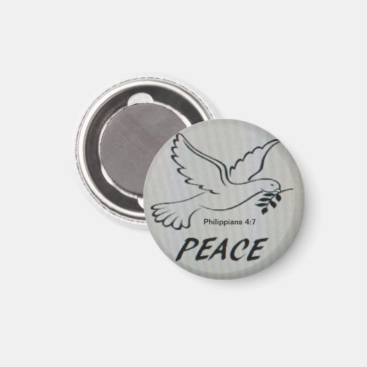 Peace Dove Button with scripture Magnet (Vorderseite/Rückseite)