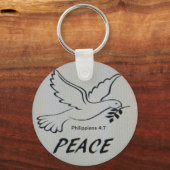 Peace Dove Button with scripture Schlüsselanhänger (Vorderseite)