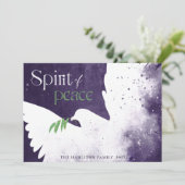 Peace Dove Deep Lila Feiertagskarte (Stehend Vorderseite)
