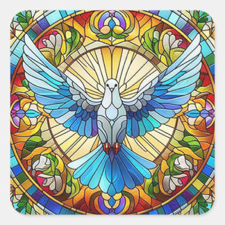 Peace Dove gestresstes Glas Quadratischer Aufkleber