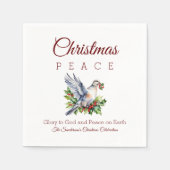 Peace Dove Holly Christian Christmas Serviette (Vorderseite)