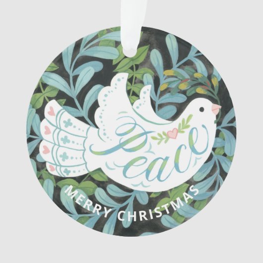 Peace Dove Illustriert Weihnachten Ornament (Vorderseite)