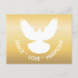 Peace Dove in Flight White on Gold Einfach elegant Postkarte