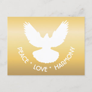 Peace Dove in Flight White on Gold Einfach elegant Postkarte