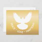 Peace Dove in Flight White on Gold Einfach elegant Postkarte (Vorne/Hinten)