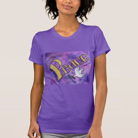 Peace Dove Inspiration Word Art T - Shirt (Vorderseite)