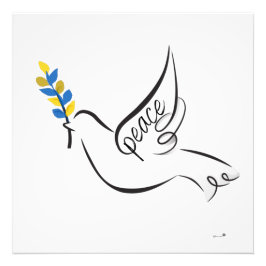 Peace Dove mit Olive Branch in Ukraine Flaggenfarb Fotodruck