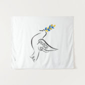 Peace Dove mit Olive Branch in Ukraine Flaggenfarb Wandteppich (Vorderseite (Horizontal))