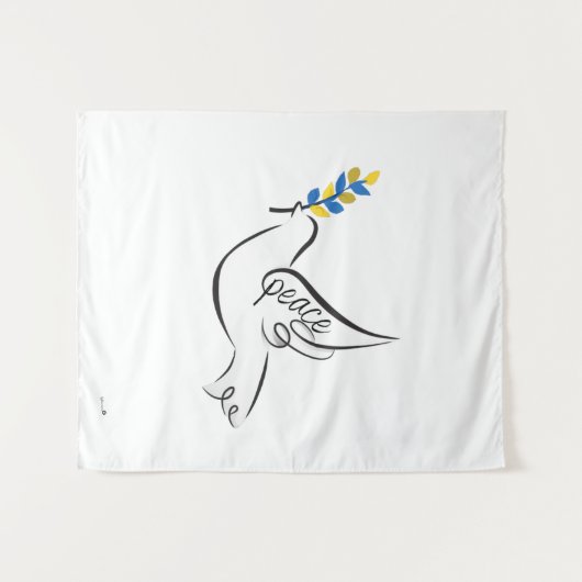 Peace Dove mit Olive Branch in Ukraine Flaggenfarb Wandteppich (Vorderseite (Horizontal))