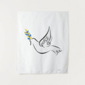 Peace Dove mit Olive Branch in Ukraine Flaggenfarb Wandteppich (Vorderseite)