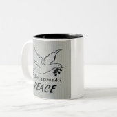 Peace Dove Mug with Scripture Zweifarbige Tasse (Vorderseite Links)