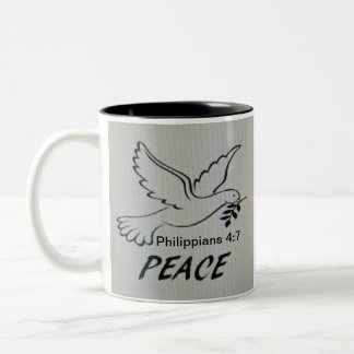 Peace Dove Mug with Scripture Zweifarbige Tasse