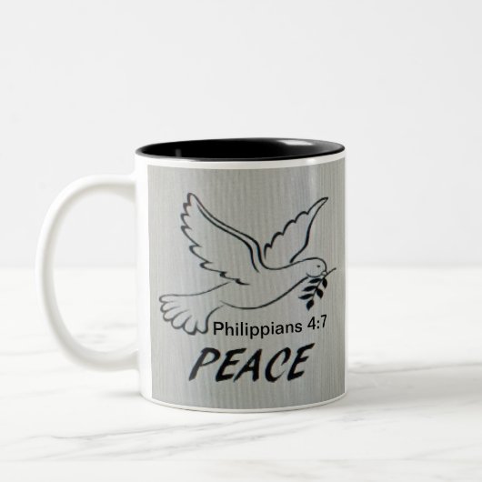 Peace Dove Mug with Scripture Zweifarbige Tasse (Links)