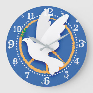 Peace Dove Peace Sign Clock Große Wanduhr
