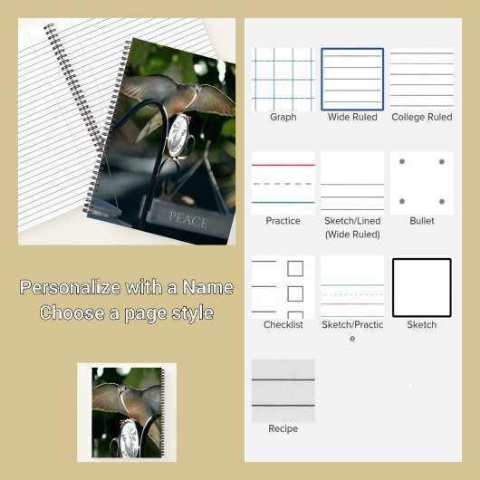 Peace Dove Spread Wings Fotografisch Notizblock