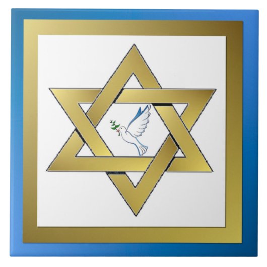 Peace Dove Star von David Keramik Tile Fliese (Vorderseite)