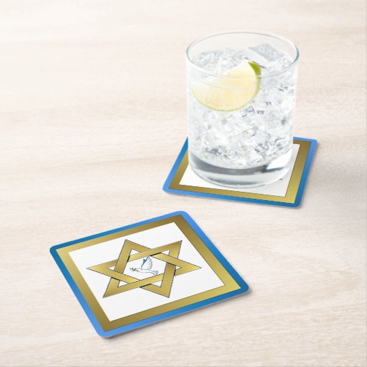 Peace Dove Star von David Square Paper Untersetzer (Vor Ort)