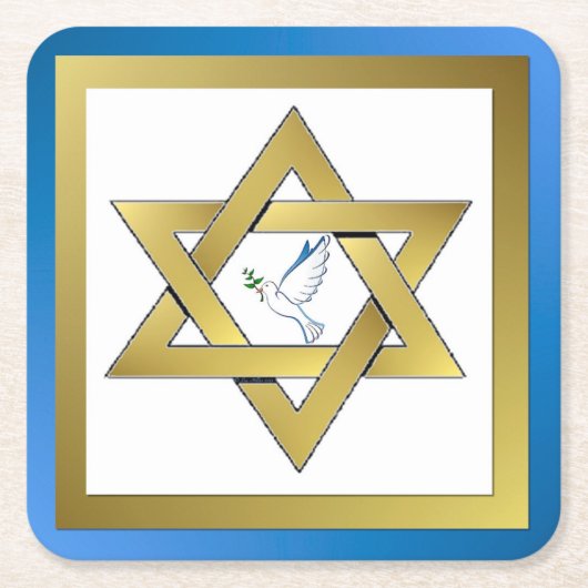 Peace Dove Star von David Square Paper Untersetzer (Vorderseite)