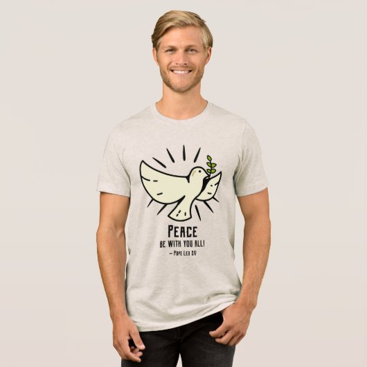Peace Dove T-Shirt - "Friede sei mit euch allen!" Tri-Blend Shirt (Vorderseite voll)