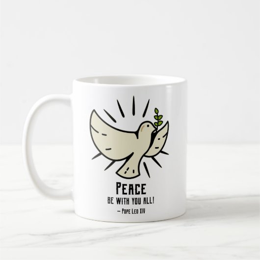 Peace Dove Tasse - "Friede sei mit euch allen!" (Links)