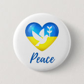 Peace Dove Ukraine Flag Herz Button (Vorderseite)