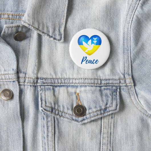 Peace Dove Ukraine Flag Herz Button (Beispiel)