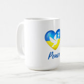 Peace Dove Ukraine Flag Herz Kaffeetasse (Vorderseite Links)