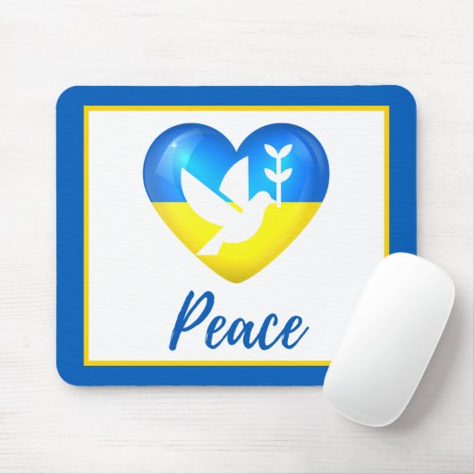 Peace Dove Ukraine Flag Herz Mousepad (Mit Mouse)