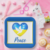Peace Dove Ukraine Flag Herz Pappteller (Party)