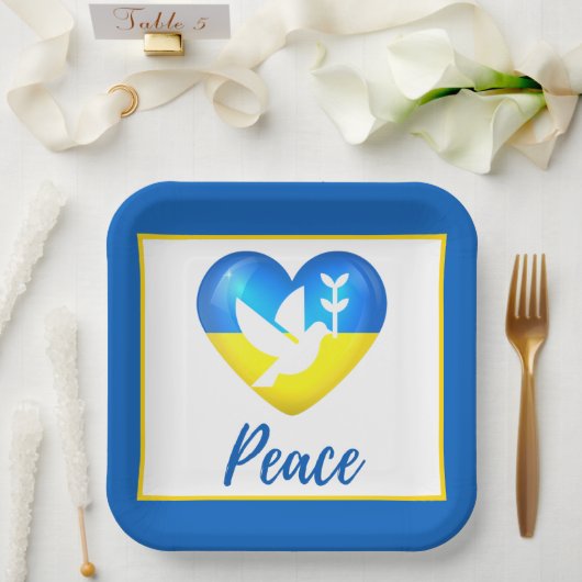 Peace Dove Ukraine Flag Herz Pappteller (Hochzeit)