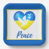 Peace Dove Ukraine Flag Herz Pappteller (Vorderseite)