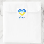 Peace Dove Ukraine Flag Herz Quadratischer Aufkleber (Tasche)