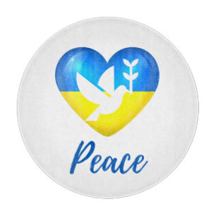 Peace Dove Ukraine Flag Herz Schneidebrett