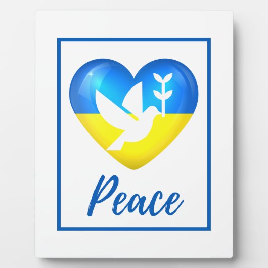 Peace Dove Ukraine Flag Herztablett Fotoplatte (Vorderseite)