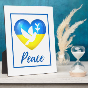 Peace Dove Ukraine Flag Herztablett Fotoplatte