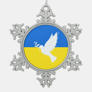 Peace Dove Ukraine Flag Weihnachtsschmuck Freiheit Schneeflocken Zinn-Ornament