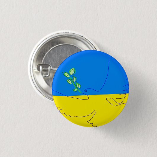 Peace dove ukraine handbemalt button (Vorne & Hinten)