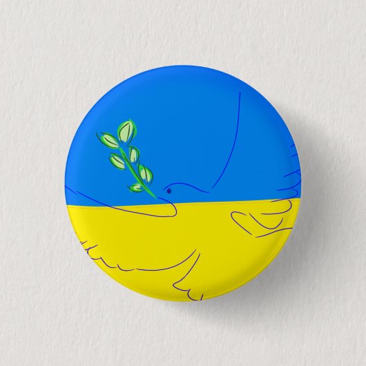 Peace dove ukraine handbemalt button (Vorderseite)