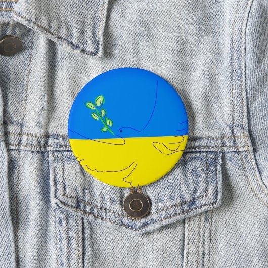 Peace dove ukraine handbemalt button