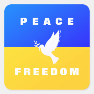 Peace Dove ukrainische Flagge Unterstützung Ukrain Quadratischer Aufkleber