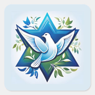 Peace Dove und Star von David Quadratischer Aufkleber