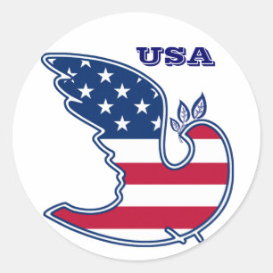 Peace Dove. USA Patriotic Design Runder Aufkleber