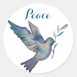 Peace Dove, Watercolor Look Runder Aufkleber