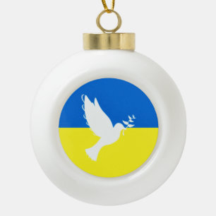 Peace Dove Weihnachtsschmuck Ukraine Flaggenfreihe Keramik Kugel-Ornament