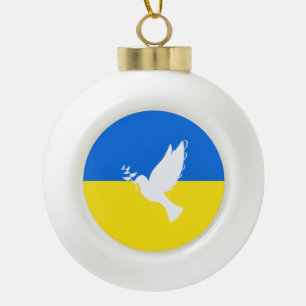 Peace Dove Weihnachtsschmuck Ukraine Flaggenfreihe Keramik Kugel-Ornament